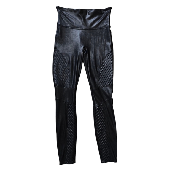 SPANX Faux Leather Moto Leggings, Size M - Picture 2 of 8